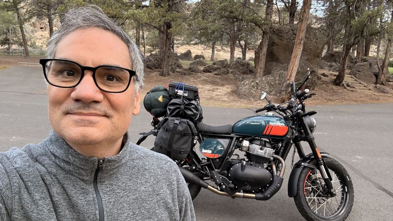 A selfie with the loaded Bear 650 in a campground